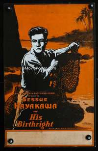 y098 HIS BIRTHRIGHT movie window card '18 Sessue Hayakawa as WWI spy!