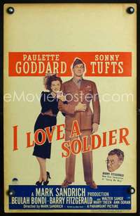 y106 I LOVE A SOLDIER movie window card '44 Paulette Goddard, Tufts