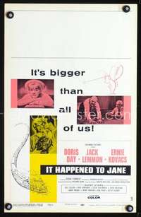y113 IT HAPPENED TO JANE movie window card '59 Doris Day, Jack Lemmon