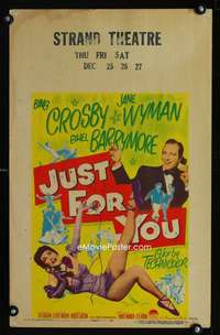 y121 JUST FOR YOU movie window card '52 Bing Crosby, sexy Jane Wyman!