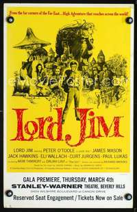 y143 LORD JIM premiere movie window card '65 Peter O'Toole,James Mason