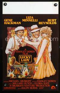 y145 LUCKY LADY movie window card '75 Hackman, Richard Amsel art!