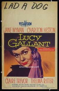 y146 LUCY GALLANT movie window card '55 Charlton Heston, Jane Wyman