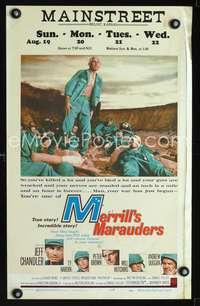 y151 MERRILL'S MARAUDERS movie window card '62 Sam Fuller, Chandler