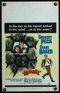 y156 MIRAGE movie window card '65 Gregory Peck, Diane Baker, Matthau