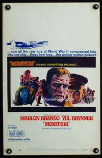 y159 MORITURI movie window card '65 Marlon Brando, Yul Brynner, WWII
