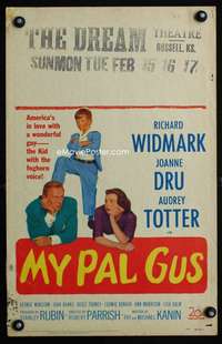 y164 MY PAL GUS movie window card '52 Richard Widmark, Joanne Dru