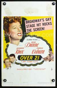 y183 OVER 21 movie window card '45 Irene Dunne, Charles Coburn