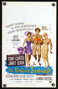 y188 PERFECT FURLOUGH movie window card '58 Tony Curtis, Janet Leigh