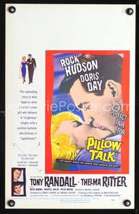 y191 PILLOW TALK movie window card '59 Rock Hudson loves Doris Day!