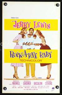 y205 ROCK-A-BYE BABY movie window card '58 Jerry Lewis with triplets!
