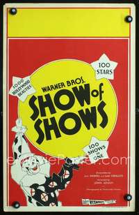 y210 SHOW OF SHOWS movie window card '29 all-star cast, clown image!