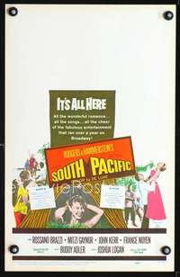 y216 SOUTH PACIFIC movie window card '59 Rossano Brazzi, Gaynor