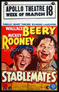 y219 STABLEMATES movie window card '38 Wallace Beery, Mickey Rooney