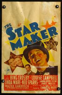 y220 STAR MAKER movie window card '39 Bing Crosby w/top hat, musical!