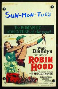y222 STORY OF ROBIN HOOD movie window card '52 Richard Todd, Disney