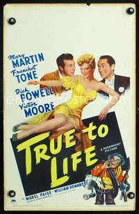 y243 TRUE TO LIFE movie window card '43 Mary Martin, Dick Powell, Tone