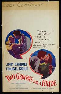 y245 TWO GROOMS FOR A BRIDE movie window card '57 John Carroll, Bruce
