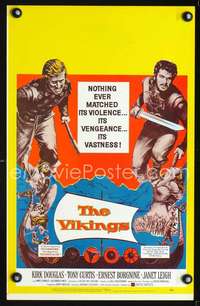 y251 VIKINGS movie window card '58 Kirk Douglas, Tony Curtis, Leigh