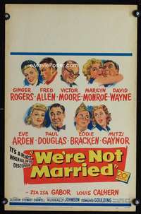 y260 WE'RE NOT MARRIED movie window card '52 young Marilyn Monroe!