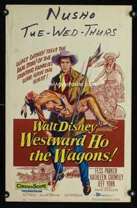 y262 WESTWARD HO THE WAGONS movie window card '57Fess Parker & Indians!