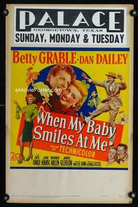 y263 WHEN MY BABY SMILES AT ME movie window card '48 Betty Grable