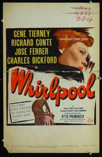y264 WHIRLPOOL movie window card '50 pretty Gene Tierney image!