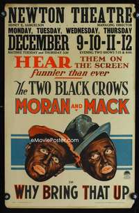 y265 WHY BRING THAT UP movie window card '29 Black Crows Moran & Mack!