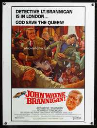 z223 BRANNIGAN Thirty by Forty movie poster '75 fighting John Wayne in England!