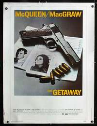 z307 GETAWAY Thirty by Forty movie poster '72 Steve McQueen, Ali McGraw