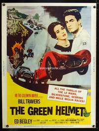 z313 GREEN HELMET Thirty by Forty movie poster '61 Le Mans sports car racing!