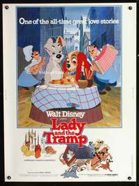 z328 LADY & THE TRAMP Thirty by Forty movie poster R80 Walt Disney classic!