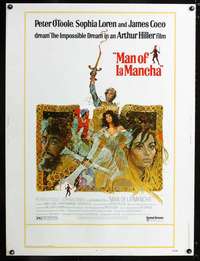 z338 MAN OF LA MANCHA Thirty by Forty movie poster '72O'Toole,Loren,CoConis art