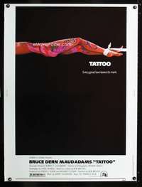 z396 TATTOO Thirty by Forty movie poster '81 Bruce Dern, cool body art image!