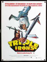 z414 TRIPLE IRONS Thirty by Forty movie poster '73 watch it outdo Kung-Fu!