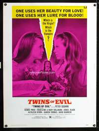 z417 TWINS OF EVIL Thirty by Forty movie poster '72 virgin or vampire, Hammer!