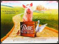 z013 BABE PIG IN THE CITY British quad movie poster '98 talking pig!