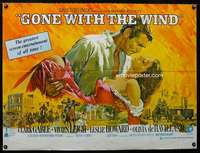 z064 GONE WITH THE WIND British quad movie poster R70 Gable, Leigh