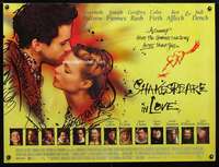 z142 SHAKESPEARE IN LOVE DS British quad movie poster '98 Paltrow