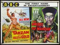 z159 TARZAN & THE VALLEY OF GOLD/BRIDES OF FU MANCHU British quad movie poster '66