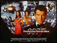 z169 TOMORROW NEVER DIES DS British quad movie poster '97 Brosnan as Bond