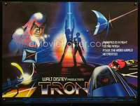 z173 TRON British quad movie poster '82 Walt Disney sci-fi, Jeff Bridges