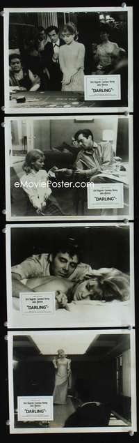 b473 DARLING 4 English Front of House movie lobby cards '65 Christie, Schlesinger