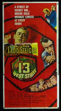 c005 13 WEST STREET three-sheet movie poster '62 Alan Ladd, Rod Steiger
