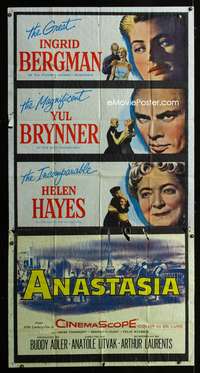 c013 ANASTASIA three-sheet movie poster '56 Ingrid Bergman, Yul Brynner