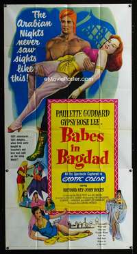 c022 BABES IN BAGDAD three-sheet movie poster '52 Goddard, Rose Lee