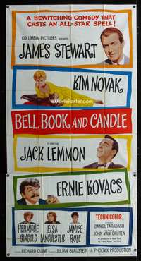 c033 BELL, BOOK & CANDLE three-sheet movie poster '58 James Stewart,Kim Novak