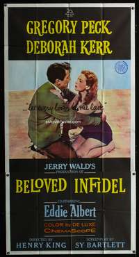 c034 BELOVED INFIDEL three-sheet movie poster '59 Gregory Peck, Deborah Kerr