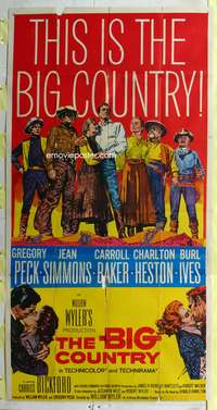c038 BIG COUNTRY three-sheet movie poster '58 William Wyler, Gregory Peck