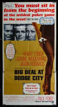 c040 BIG HAND FOR THE LITTLE LADY int'l three-sheet movie poster '66 poker!
